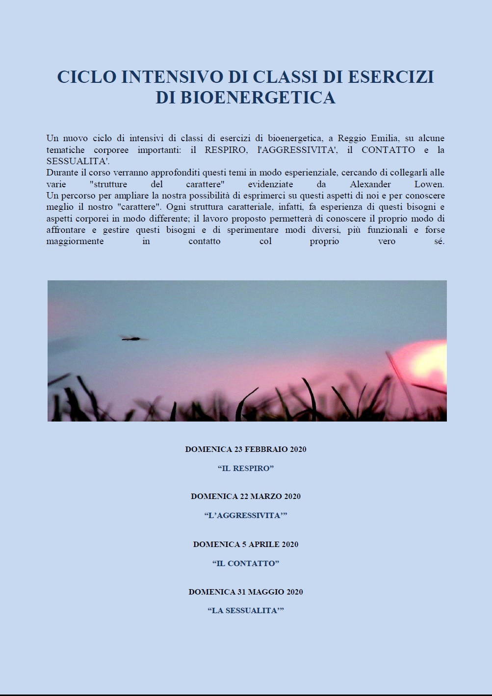 Intensivi di Classi di Esercizi di&nbsp;Bioenergetica